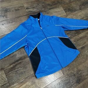 Reebok 2010 Full Zip Windbreaker Embroidered Jacket Blue Large